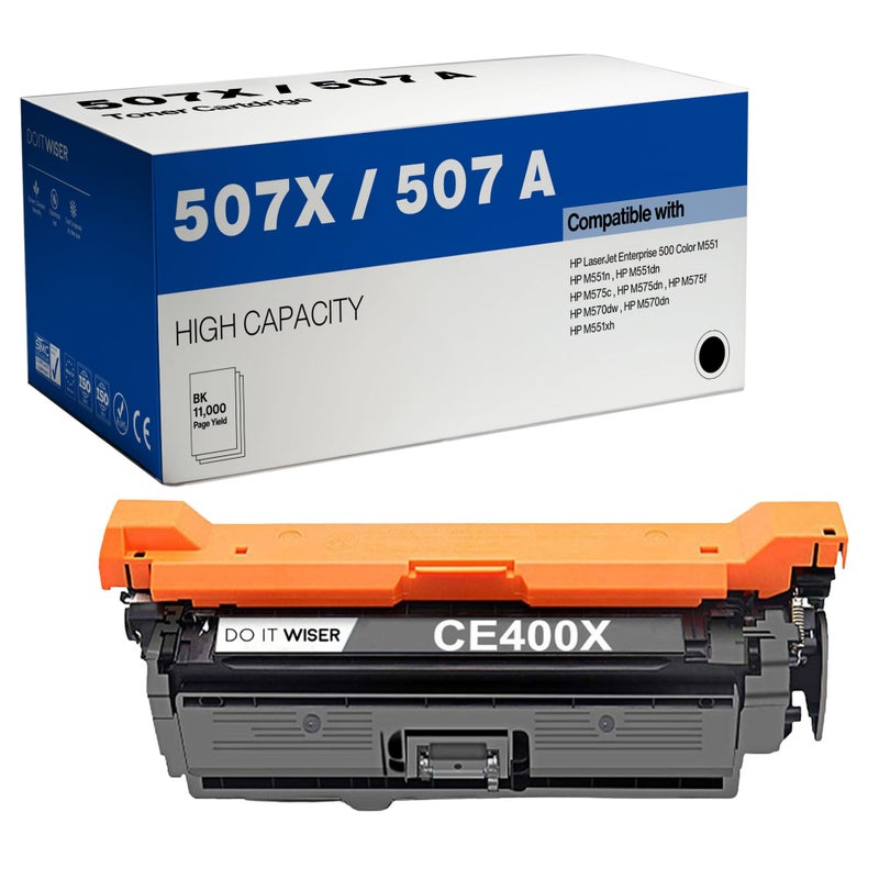 Do it Wiser Compatible Toner Cartridge Replacement for HP 507X 507A HP 507A CE400X HP LaserJet Enterprise M551n M551dn M551xh M570dw M570dn M575c M575dn M575f (Black) - Image 1